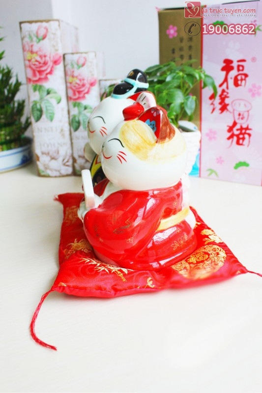 Cặp mèo thần tài được làm bằng chất liệu gốm sứ trắng cao cấp, bền bỉ meo-than-tai-phu-the-hanh-phuc 9