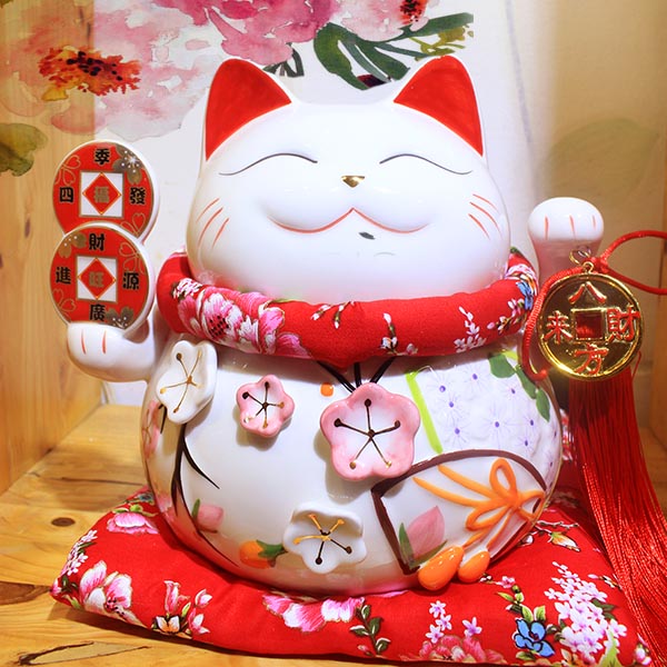 Mèo Thần Tài giơ 2 tay Tài Lộc Phú Quý
