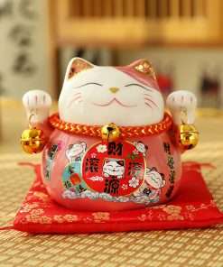 Mèo thần tài Hồng Phúc Lâm Môn - 10cm