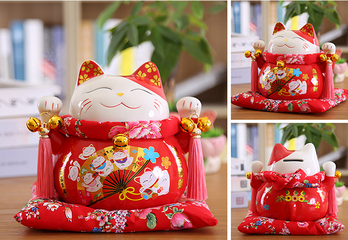 Mèo thần tài đỏ Kim Vận Chiêu Tài Mèo thần tài đỏ Kim Vận Chiêu Tài