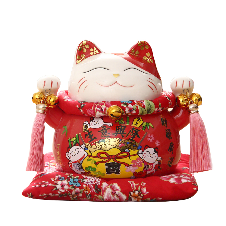 Mèo thần tài đỏ Phát Đạt Bội Thu 