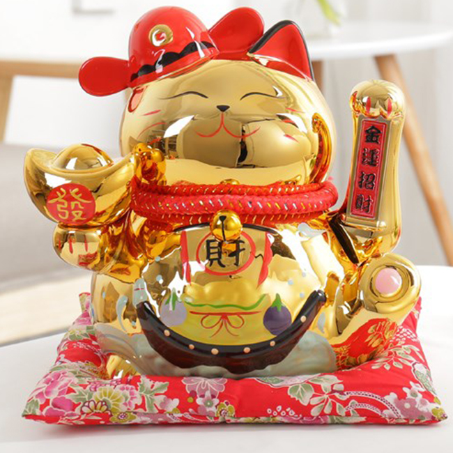 Mèo vàng vẫy tay tài lộc vô biên 9001