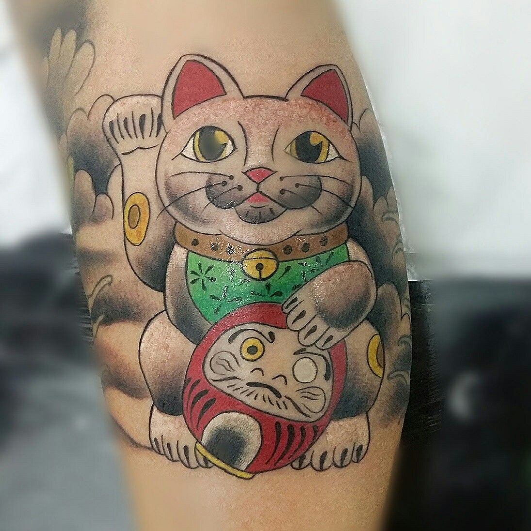 Hình xăm mèo thần tài với daruma đẹp nhất Hình xăm mèo thần tài với daruma đẹp nhất