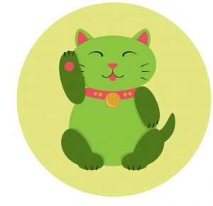 minh họa của một neko màu xanh lá cây bờm