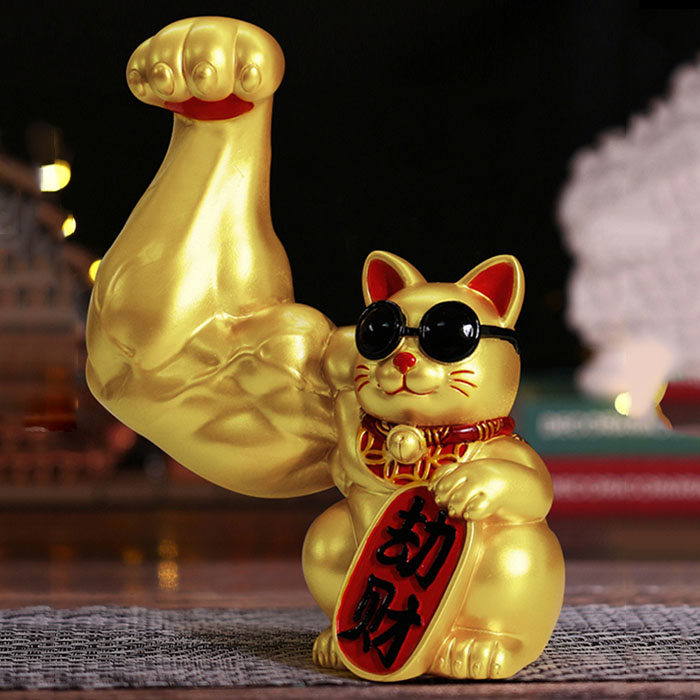 Mèo thần tài vàng tay cơ bắp Đại Chiêu Tài