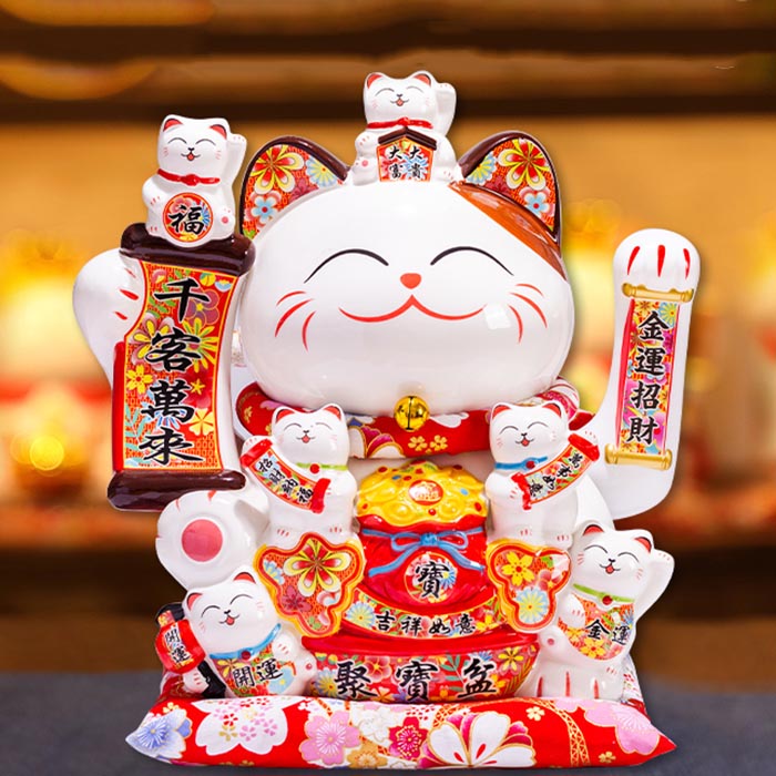 Mèo vẫy tay Phát tài phát lộc phát bình an 