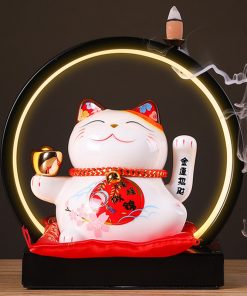 Mèo vẫy tay hoa khai phú quý