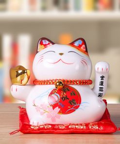 Mèo vẫy tay hoa khai phú quý