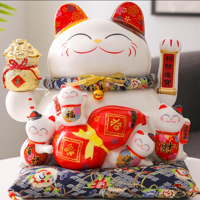 Mèo vẫy tay Tiền Tài Viên Mãn 35cm