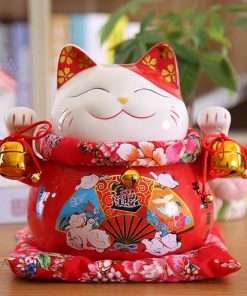 Mèo thần tài đỏ Mãn Niên Sung Túc 25cm