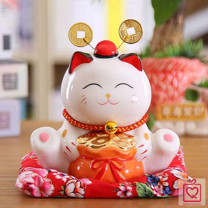 Mèo thần tài Tiền Vào Đầy Túi 15cm Mèo thần tài Tiền Vào Đầy Túi 15cm