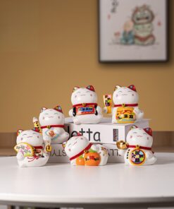 Mèo thần tài mini cao 11cm gốm sứ cao cấp