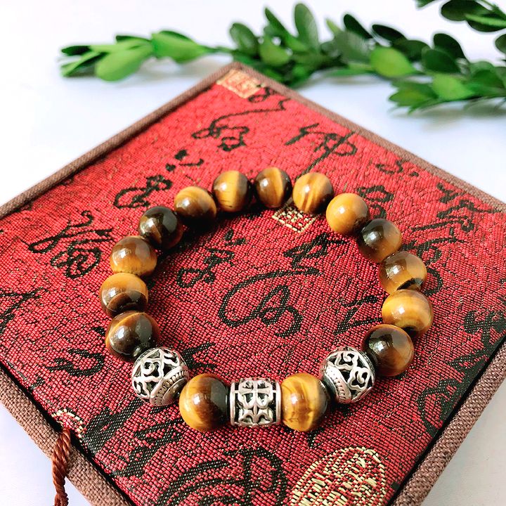 Vòng tay phong thủy đá mắt hổ vàng nâu