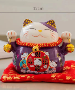 Mèo thần tài tím chiêu vận tài lộc - 10cm