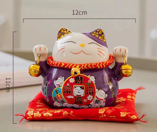 Mèo thần tài tím chiêu vận tài lộc – 10cm