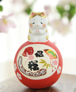 Tượng Mèo thần tài và Daruma Kim Vận 7.5cm