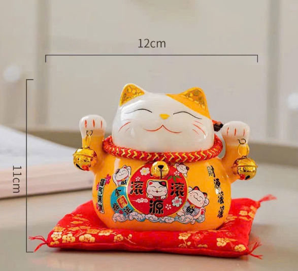 Mèo thần tài cam – 10cm