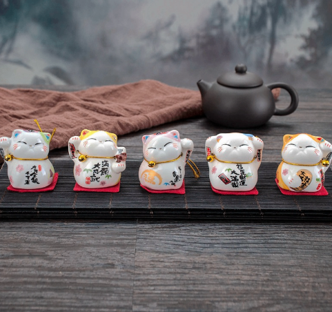 Bộ ngũ mèo thần tài mini Phúc Bảo Mãn Tại
