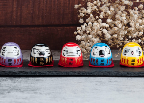 Bộ 5 tượng búp bê Daruma mini Thần may mắn
