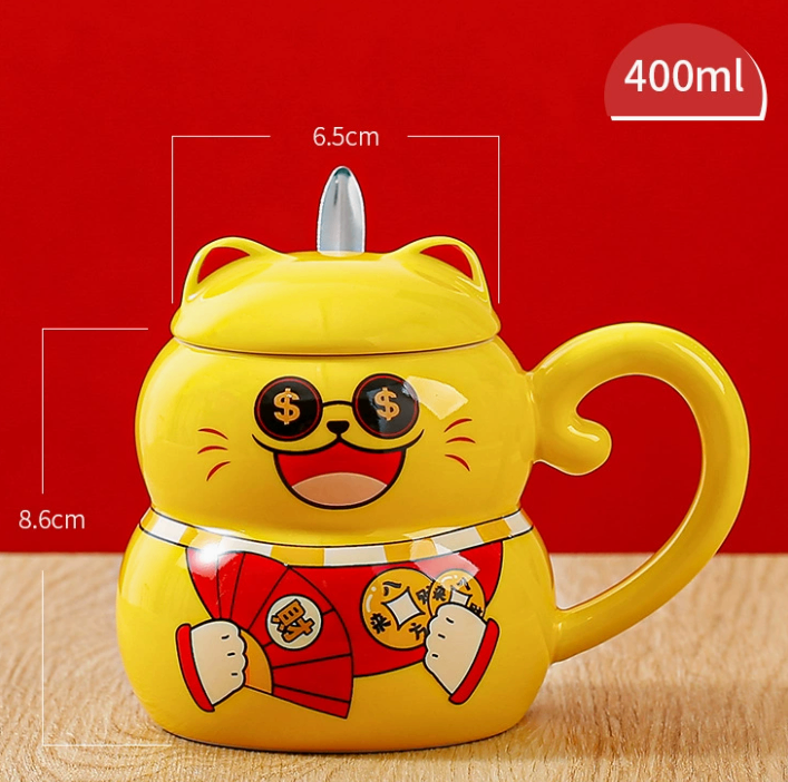 Cốc sứ mèo thần tài mới