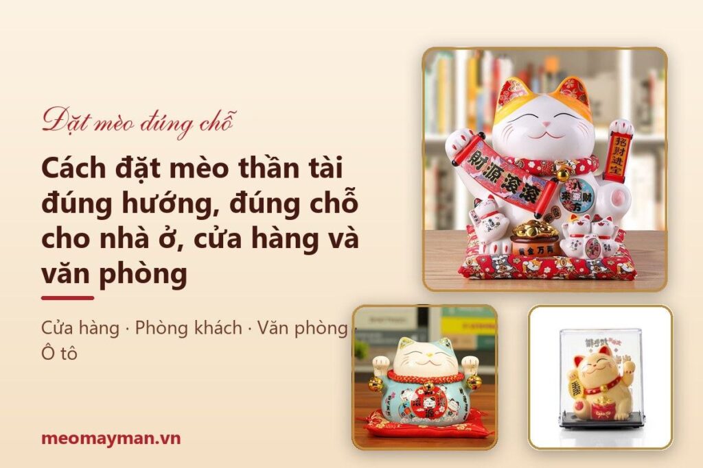 Cách đặt mèo thần tài đúng hướng, đúng chỗ cho nhà ở, cửa hàng và văn phòng