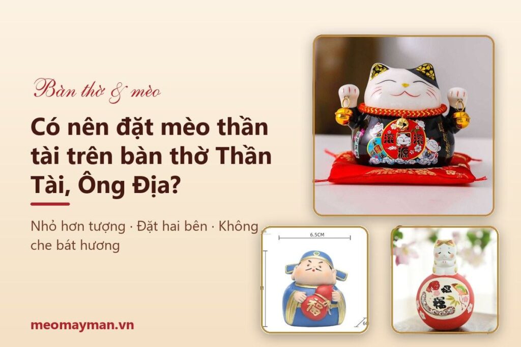 Có nên đặt mèo thần tài trên bàn thờ Thần Tài, Ông Địa? Cách đặt cho trang trọng