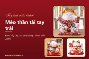 Mèo thần tài tay trái: ý nghĩa chiêu khách và các mẫu vẫy tay cho cửa hàng
